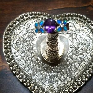 Sterling silver ring with lab created stones  ,size 7